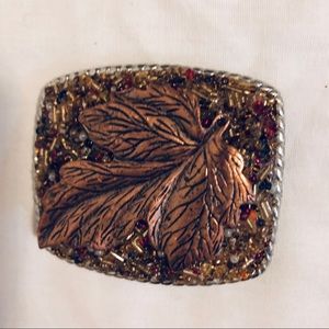 1990’s Artisan Belt Buckle! Silver Bronze Beads!